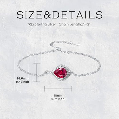 PELOVNY Celtic Knot Bracelet for Women 925 Sterling Silver Infinity Gemstone/Birthstone Bracelets Birthday Christmas Jewelry Gifts for Mom Daughter Wife - color: 02-Filigree-July Birthstone