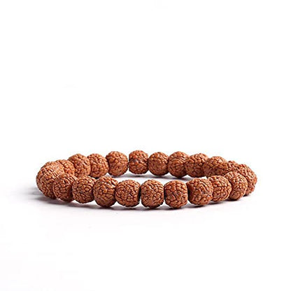 COLORFUL BLING Natural Stone Tibetan Mala Rudraksha Seeds Bracelet for Meditation Beads Prayer Charm Wrist Bracelets Buddha Prayer Yoga Mediation Jewelry - color: bead