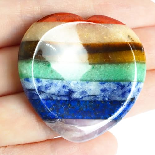 Worry Stone for Anxiety, Thumb Crystals and Healing Stones, 7 Chakra Heart Stone Healing Crystals, Meditation Accessories Stress Relief Gifts for Women Men - color: Heart