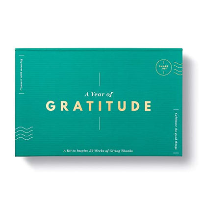 A Year of Gratitude Card Kit by Compendium - A Gratitude Note Card Kit to Inspire 52 Weeks of Giving Thanks - color: Green & Cream: A Year of Gratitude