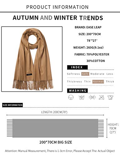 Pashmina Shawl Women Winter Scarf Warm Wedding Wraps Ladies Scarves for Evening Dresses - color: Camel