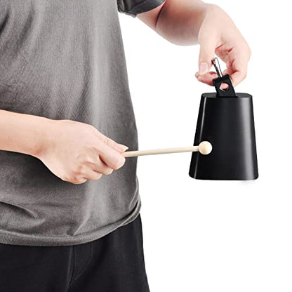 Eastrock 5 inch Metal Steel Cow Bells Noise Makers Hand Percussion Cowbell with Stick for Drum Set - size: 5''