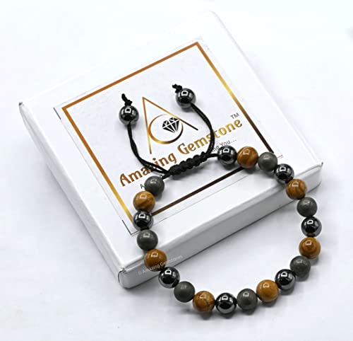 Amazing Gemstone New Beginnings Manifestation Bracelet - Yellow Jasper Pyrite Hematite Bracelet Set for Men Women Healing Calming Anxiety Stress Relief Gifts Pulseras Para Hombres Mujer (Adjustable) - color: New Beginnings