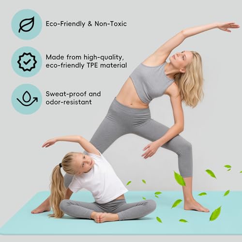 Extra Wide Yoga Mat 72" x 32", 6mm Non Slip TPE Exercise Mat with Carrying Strap, Large Workout Mat for Yoga, Pilates, Stretching, HIIT & Home Gym - color: Mint Green