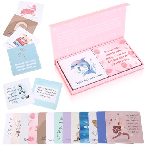 Affirmation Cards - Daily Motivational and Inspirational Cards for Women, Positive Affirmation Cards for Women, 50 Daily Mindfulness/Meditation Cards with Portable Box, Daily Affirmations for Women - color: Rose