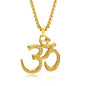 Stainless Steel Om Necklace for Men Women, gold plated/Silver/Black Yoga Charm Pendant Necklaces Aum Om Ohm Sanskrit Symbol Hindu Meditation Chain Necklace,Mens Womens Jewelry Gifts - color: Gold