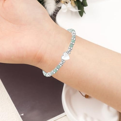 2026 Graduation Gifts, Handmade Stone Heart Bracelet High School College Grad Memento for Daughter Granddaughter Friend, With Elegant Gift Box and Card