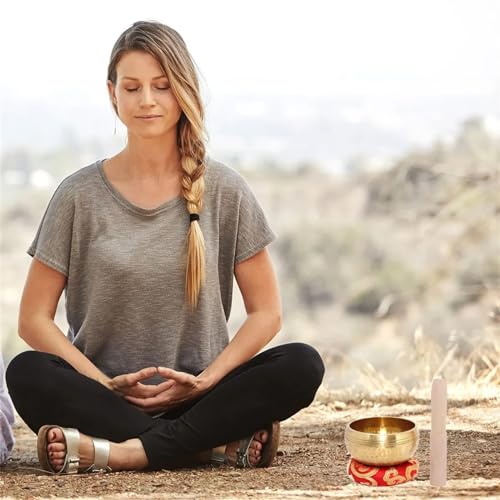 Tibetan Singing Bowl Meditation Set - Traditional Nepalese Bowl with Cushion & Mallet for Mindfulness, Relaxation, Stress Relief, Yoga & Zen - Ideal Spiritual Gift (20 cm Diameter) - size: Calibre 8.5cm