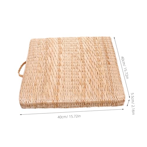 Healifty Japanese Traditional Straw Woven Meditation Cushion Square Braided Floor Mat for Yoga and Zen Sitting Comfortable Seat Cushion for Adults for Home and Outdoor Use