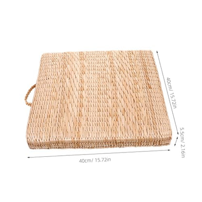 Healifty Japanese Traditional Straw Woven Meditation Cushion Square Braided Floor Mat for Yoga and Zen Sitting Comfortable Seat Cushion for Adults for Home and Outdoor Use