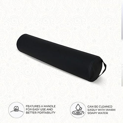 ForPro Full Round Bolster Pillow, Black, Oil and Stain-Resistant, for Massage and Yoga, 6” R x 26” L - color: Black