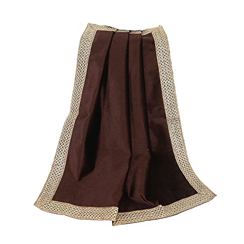 Indian Consigners Velvet Altar Cloth 18x18 Inch – Brown Square with Golden Lace – Multipurpose for Tarot, Table Decor, Spiritual Use, Jewelry Display, or Puja - color: Brown