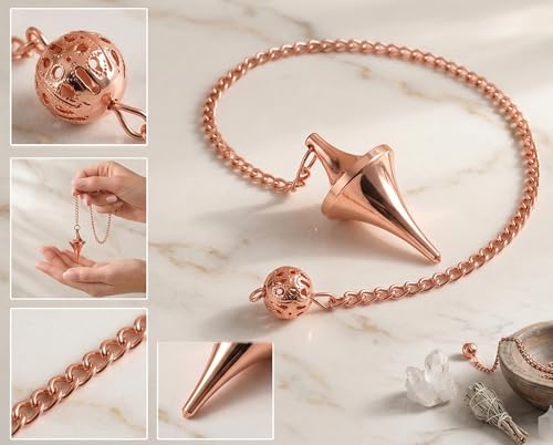 Space Ship Design UFO Cone Point Copper Metal Pendulum Healing dowsing Divination Meditation Metaphysical Reiki Pendulum - color: Copper Metal Pendulums