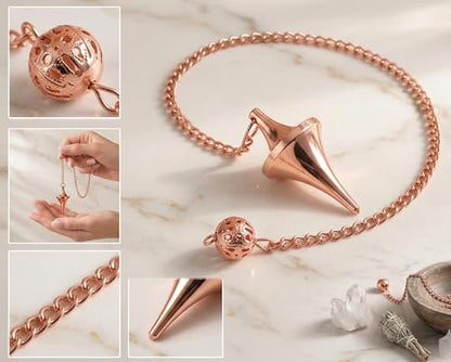 Space Ship Design UFO Cone Point Copper Metal Pendulum Healing dowsing Divination Meditation Metaphysical Reiki Pendulum - color: Copper Metal Pendulums