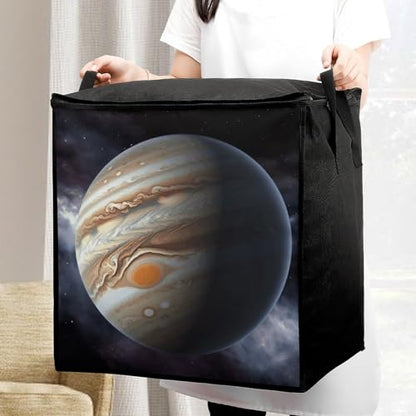 Jupiter Landscape Storage Bag Portable Closet Organizer Storage Bags Quilt Storage Bags with Zippered Breathable Storage Bag with Carry Handles for Blanket Pillow Bedding