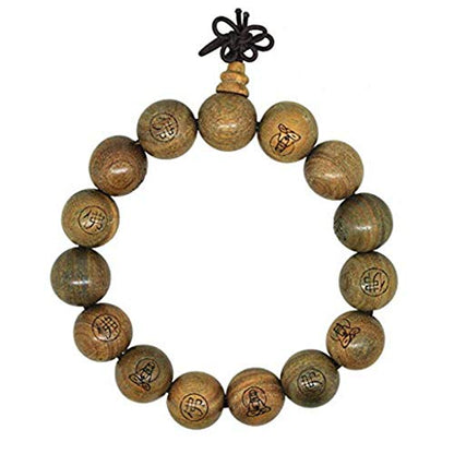 Tibetan Buddhist Green Sandalwood Beads 15mm,Scented Sandalwood Link Wrist Crafts Beads Bracelet,Fashion Gifts for Men Women