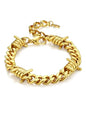 Bandmax Barbed Wire Chain Bracelets for Men Women Stainless Steel/Black/Gold Thorn Cuban Link Bracelet Adjustable Punk Emo Style Jewelry Gift - color: 03 9MM-Gold Plated
