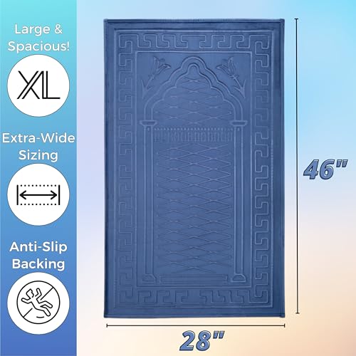 Sacred Artisans Padded Prayer Mat Thick with Soft Velvet Foam | Prayer Rug and Meditation Mat for Men Women Home Travel & Gift (Ocean Blue) - color: Blue