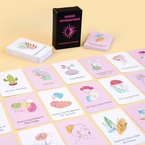 YOKSAS 60 Daily Affirmation Cards for Women – Inspirational & Motivational Quotes, Mindfulness Cards, Positive Affirmation Gift Set for Women, Birthday, Anniversary & Self-Care