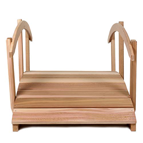 All Things Cedar FB96-R Garden Bridge with Side Rails | 8-Ft Cedar Wood Bridge for Gardens, Backyards & Streams | Easy to Assemble & Made from Untreated Western Red Cedar | 94x38x36 - size: 8-Ft Bridge & Rails