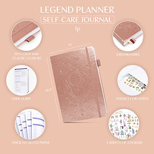 Legend Self-Care Journal – Guided Daily Reflection Journal to Support Mental & Physical Health – Daily Mood, Meditation & Personal Development Notebook – 7.1x10.5”, Lasts 3 Months (Rose Gold) - color: Rose Gold