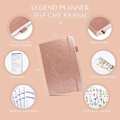 Legend Self-Care Journal – Guided Daily Reflection Journal to Support Mental & Physical Health – Daily Mood, Meditation & Personal Development Notebook – 7.1x10.5”, Lasts 3 Months (Rose Gold) - color: Rose Gold