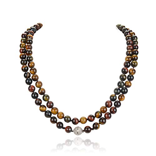mala Beads Necklace for Women Man, mala Bracelet, Prayer Beads Necklace - color: mix tiger eyes stone no tassel