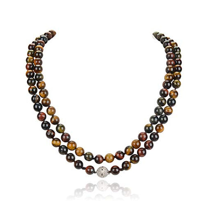 mala Beads Necklace for Women Man, mala Bracelet, Prayer Beads Necklace - color: mix tiger eyes stone no tassel