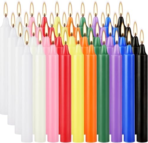 40 Pack Assorted Color Spell Chime Candles, 4 Inch Mini Taper Candles for for Home Decor Kitchen Decor Wedding Decoration-10 Colours - color: 4"40pcs-Colored