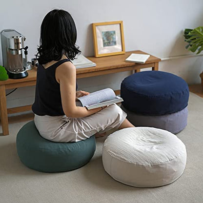 Round Meditation Cushion Breathable Cotton Linen Seat Cushion for Yoga Tatami Meditation Cushion Washable Meditation Pillow Indoor Use-White 30cm(12inch)