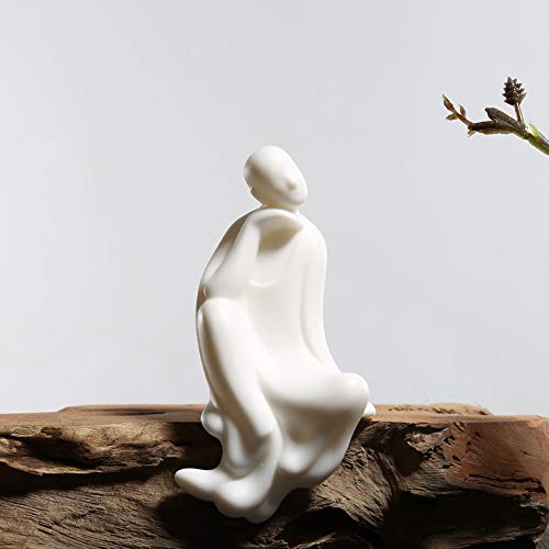 KJYHXX White Ceramic Little Monk Furniture Handmade Home Deco Creative Gift (Zen) - color: Zen