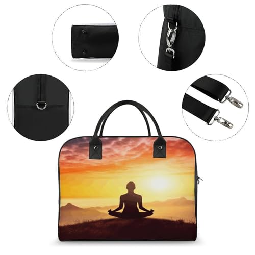 Yoga Meditation Tote Bag Large Handbag Laptop Case Roomy Quilted Carry On Bags for Travel Work Gym