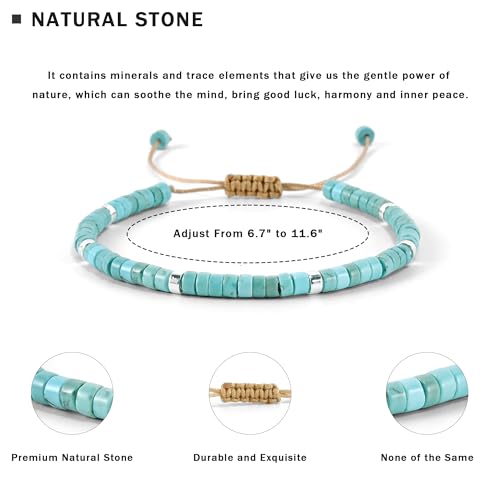 VIBILIA Get Well Gifts for Women, Inspirational Gifts Natural Stone Healing Bracelet, Thinking of You Encouragement Strength Bracelets for Women on Birthday Valentine's Day Easter Mother's Day - color: E. Blue Chalchite