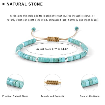 VIBILIA Get Well Gifts for Women, Inspirational Gifts Natural Stone Healing Bracelet, Thinking of You Encouragement Strength Bracelets for Women on Birthday Valentine's Day Easter Mother's Day - color: E. Blue Chalchite