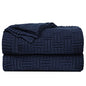 uxcell 100% Cotton Cable Knit Throw Blanket,Soft Lightweight Lap Blanket,Textured Solid Sofa Throw Couch Cover Decors Knitted Blankets, Navy Blue 50"x 60" - color: Navy Blue