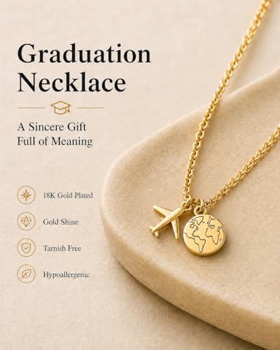 Zealmer Dainty 18K Gold Plated Compass World Map Pendant Necklace Graduation Gift for Friends - style: Anchor