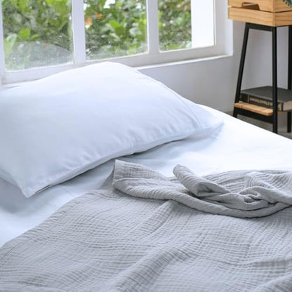 Salt Earth 100% Cotton Muslin Throw Blanket Gauze Blanket 55"X75" Twin, 4 Layered, Couch, Bed, Living Room, Home, Lightweight, All Season Blankets & Throws, Easy wash, Skin Friendly (Scottish Grey) - color: Scottish Grey, size: 55"X75" Twin