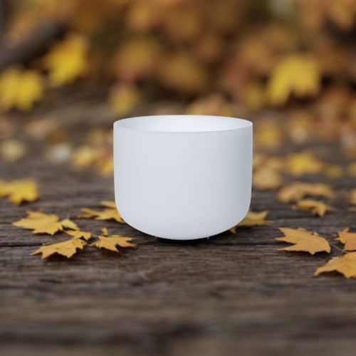 7inch White B Note Crown Chakra Quartz Crystal Singing Bowl with Rubber Mallet for Meditation Healing Yoga Sound Bath - color: White B note