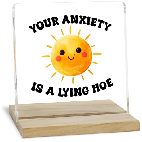 Mental Health Inspirational Desk Sign, Anxiety Relief Acrylic Decor for Women - color: Sun