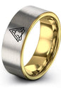 Gift for Yoga Fan - Yoga Meditation Ring - Flat Dome Bevel - Band - Men Women - Brushed Polished - Tungsten - Personalized Custom Engraving - 8mm - Anniversary Wedding - Yellow Rose Gold Silver - color: 14 - Yellow Gold Grey Tungsten