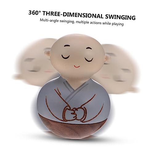 ABOOFAN Wooden Monk Tumbler Table Decoration Handcrafted Wooden Crafts Desktop Ornament for Home Decor Creative for Meditation and Relaxation