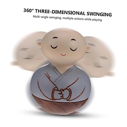 ABOOFAN Wooden Monk Tumbler Table Decoration Handcrafted Wooden Crafts Desktop Ornament for Home Decor Creative for Meditation and Relaxation