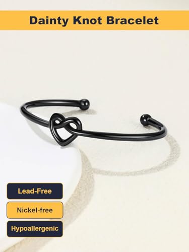 U7 Unisex Simple Cuff Bracelet 18K Real Gold Platinum Plated Fine Bracelets Fashion Jewelry Open Bangle Cuff Bracelets, Twisted or Heart Style - color: D.Knot Bracelet-Black