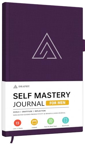 Self-Mastery Journal for Men - Gratitude and Productivity Journal for More Happiness, Positivity, Growth, Mindfulness, Self Care and Reflection - Guided Inspirational Journals for Men & Women - color: Purple