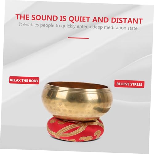 Tibetan Chanting Bowl Handcrafted Meditation Sound Bowl with Mallet and Cushion for Yoga Stress Relief Relaxation Healing Therapy Random Color