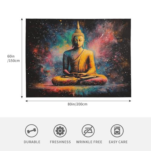 meditating monk portrait blanket,double-sided fleece with zen artwork,hypoallergenic & lightweight,perfect for yoga practitioners,spiritual gift,Suitable for beds,sofas and offices 60X80 Inch