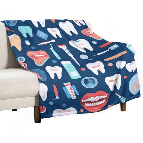 Men's Soft Winter Warm Blanket Soft Cozy Flannel Blanket Decor Sofa Couch Cover Teeth Dental Seamless Pattern - color: Color292, size: 30"x40"