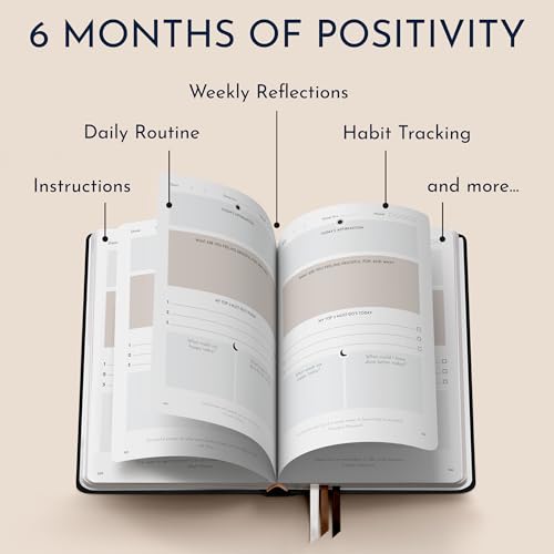 Premium Gratitude Journal for Men – 6 Month Guided Daily Prompts, Habit Tracker – Hardcover, 249 Pages, Lay Flat, 100gsm Paper – Mens Mindfulness Gifts, Mental Health, Self Mastery, Gift Boxed - color: Men - Black