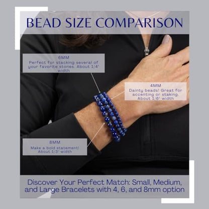 Cherry Tree Collection Gemstone Beaded Stretch Bracelet 8mm Round Beads 7" - color: African Turquoise