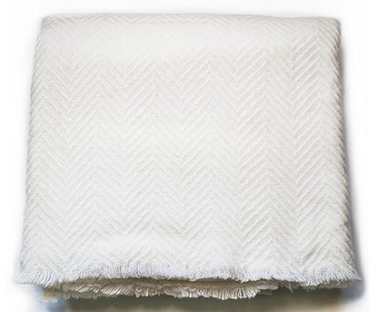 Handwoven Shawl Wraps Large Stole 8 ply Exclusive Premium Quality Wool Handmade in Nepal Pashmina Scarfs for Women And Men - color: Off-white